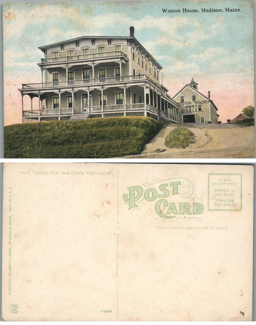 WESTERN HOUSE MADISON ME ANTIQUE POSTCARD