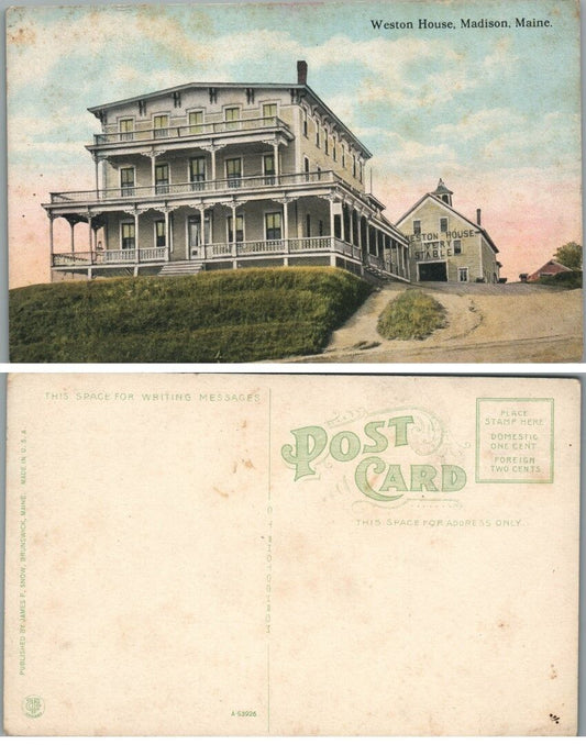 WESTERN HOUSE MADISON ME ANTIQUE POSTCARD