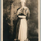 LADY in UNUSUAL DRESS ANTIQUE REAL PHOTO POSTCARD RPPC