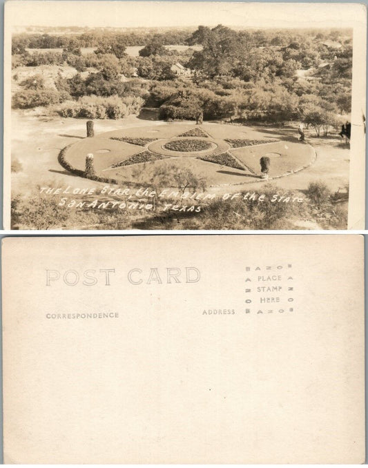 LONE STAR THE STATE EMBLEM SAN ANTONIO TEXAS ANTIQUE RPPC REAL PHOTO POSTCARD