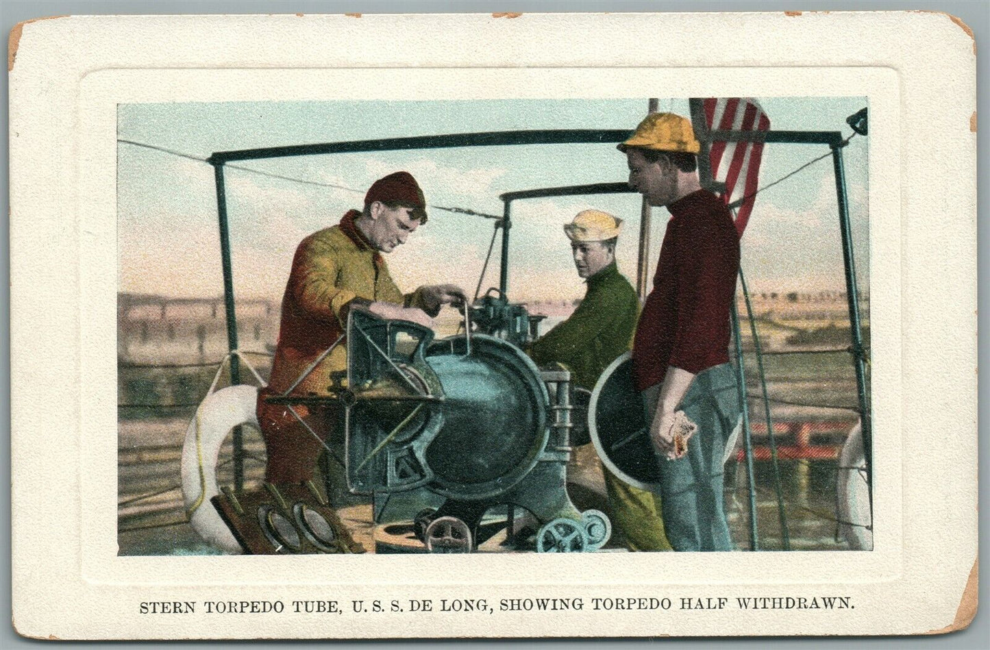 USS DE LONG STERN TORPEDO TUBE ANTIQUE POSTCARD
