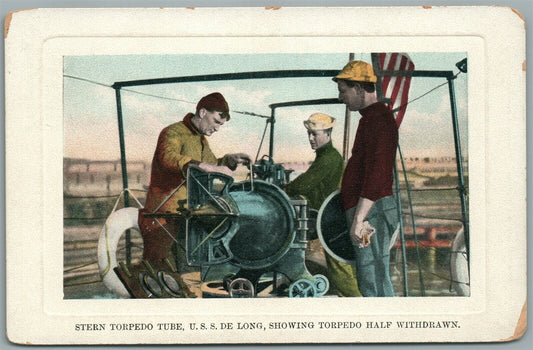 USS DE LONG STERN TORPEDO TUBE ANTIQUE POSTCARD
