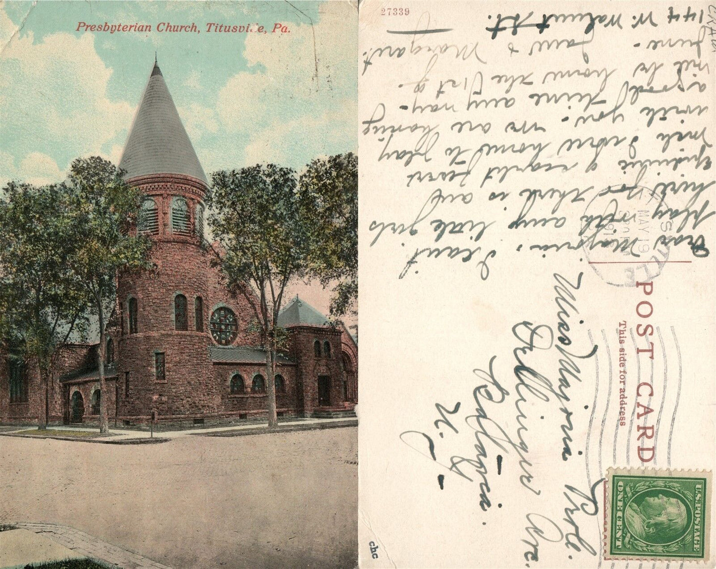 TITUSVILLE PA PRESBYTERIAN CHURCH ANTIQUE POSTCARD