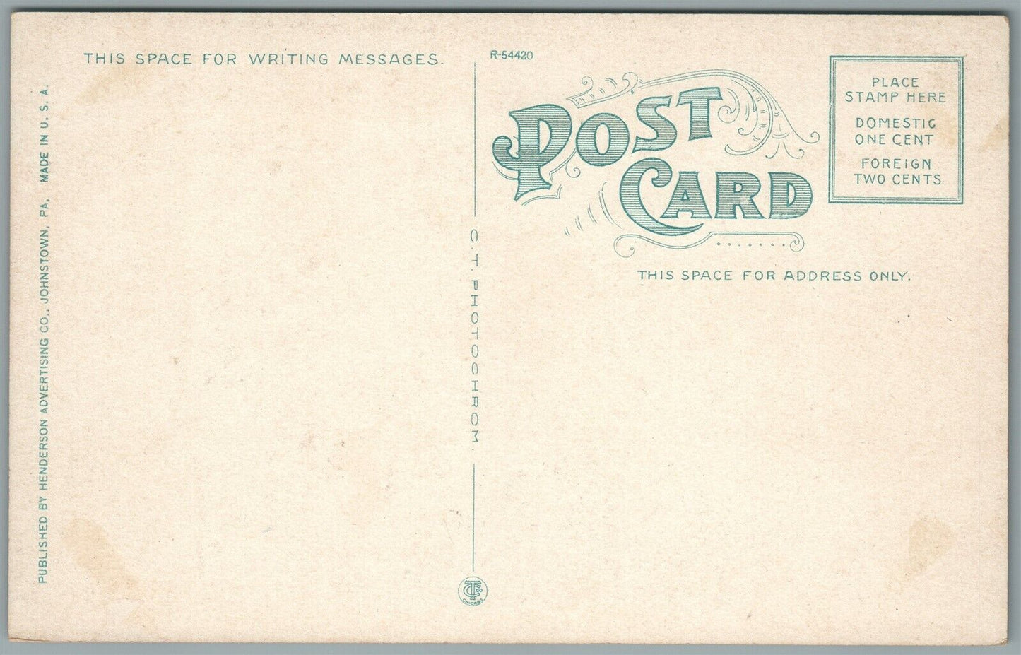 ALTOONA PA CRYSTAL MOTEL ANTIQUE POSTCARD