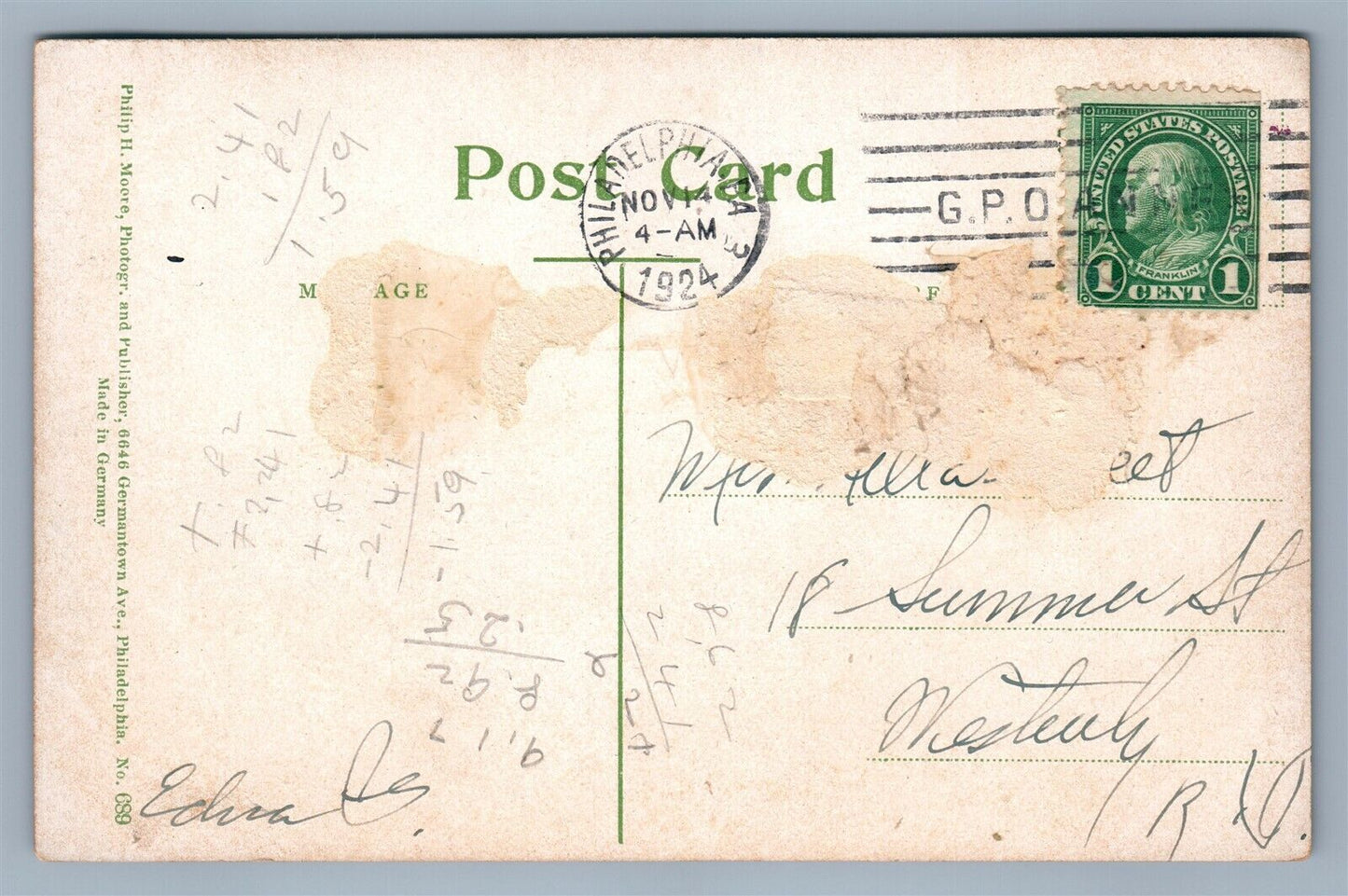 HAVERFORD PA SCHOOL THE OAKS ANTIQUE POSTCARD