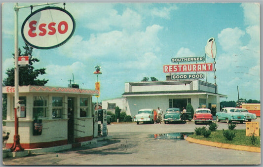 ELM CITY NC GAS STATION SOUTHERNER RESTAURANT VINTAGE POSTCARD