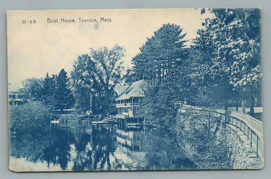 TAUNTON MA BOAT HOUSE ANTIQUE POSTCARD