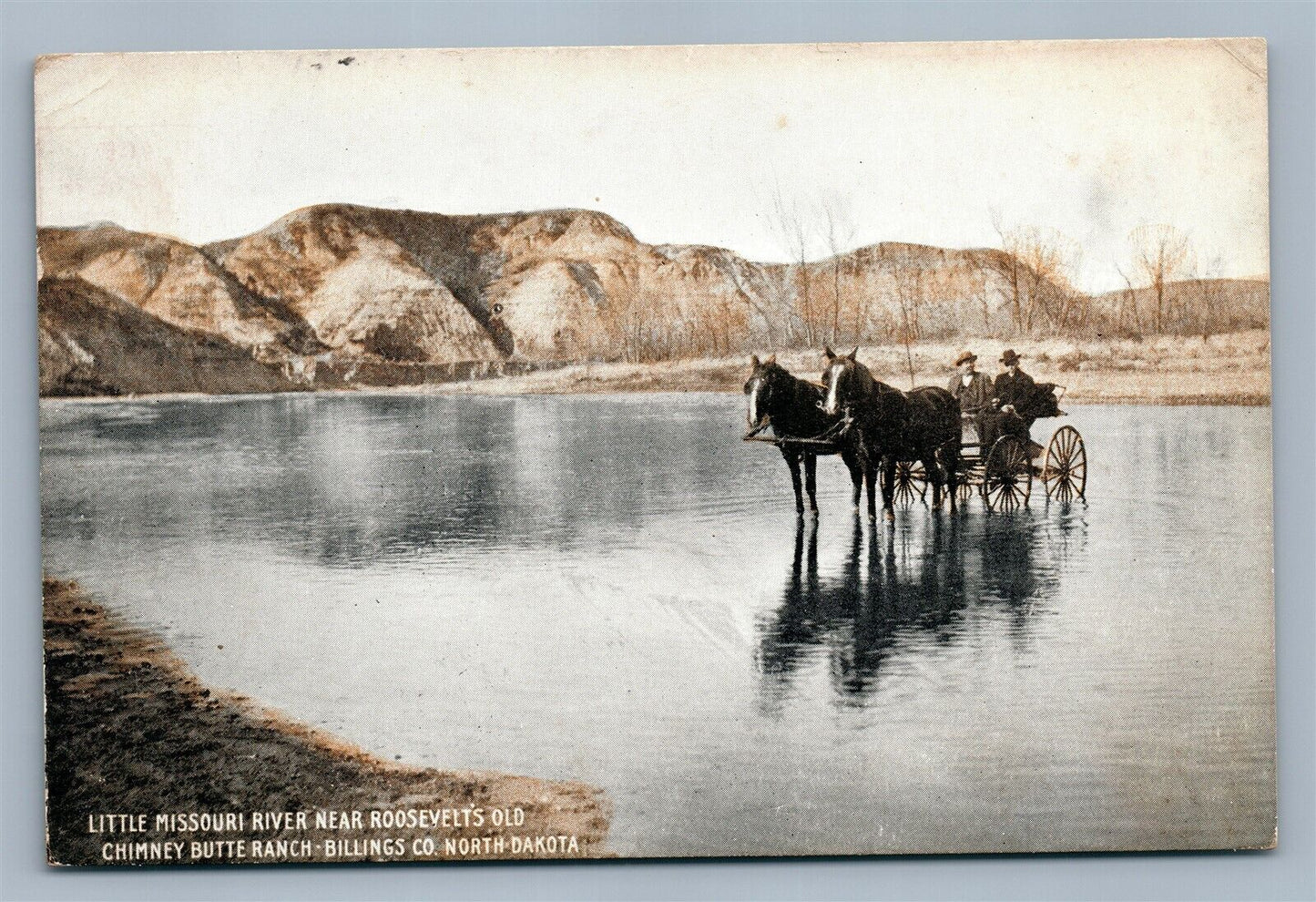 BILLING CO. ND LITTLE MISSOURI RIVER ANTIQUE POSTCARD