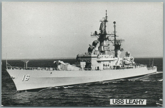 MILITARY SHIP USS LEAHY VINTAGE REAL PHOTO POSTCARD RPPC