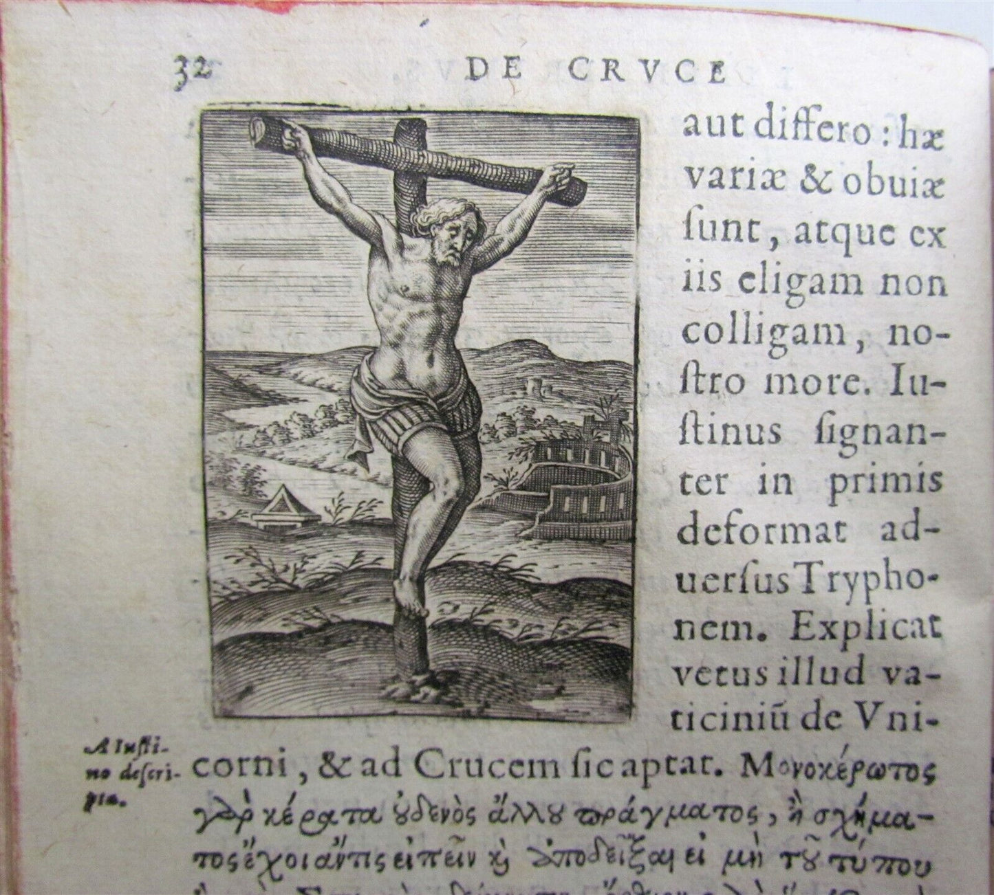 1602 DE CRUCE LIBRI TRES by Justus LIPSIUS antique ILLUSTRATED w/ 19 WOODCUTS