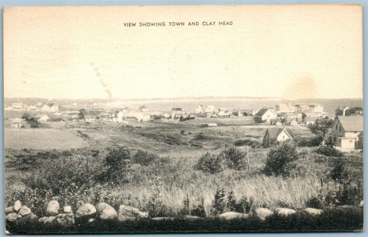 BLOCK ISLAND RI TOWN & CLAY HEAD VINTAGE POSTCARD