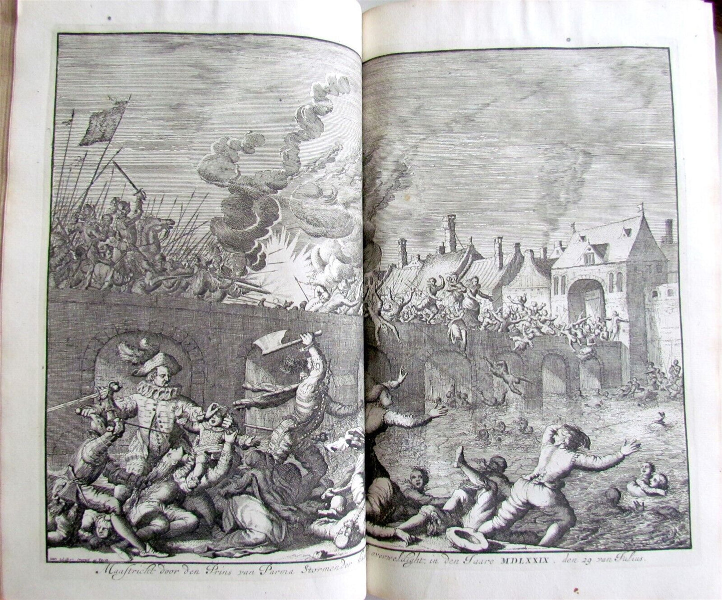 1703 NETHERLANDS HISTORY 2 FOLIO VOLUMES ILLUSTRATED ANTIQUE VELLUM BOUND