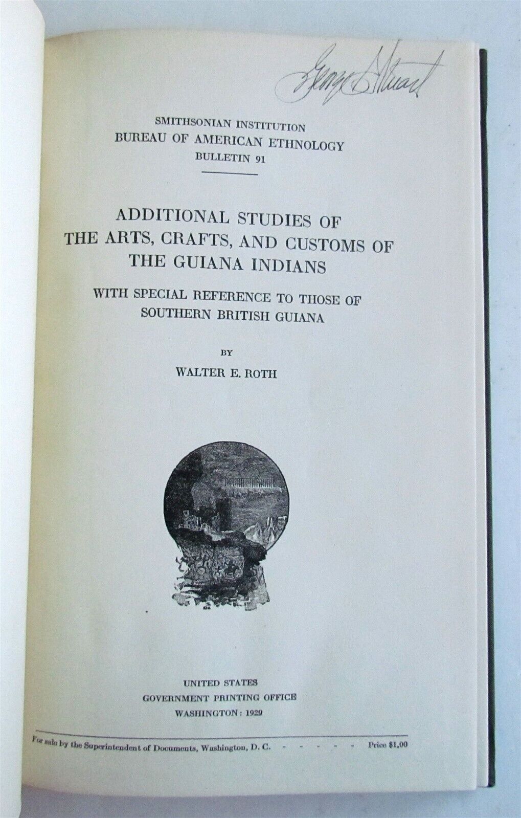 1929 BUREAU of AMERICAN ETHNOLOGY by J. POWELL antique CUSTOMS of GUIANA INDIANS