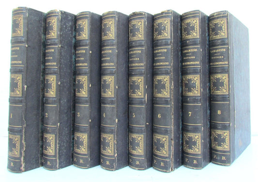 1847 HISTOIRE DES GIRONDINS 8 VOLUMES antique ILLUSTRATED FRENCH REVOLUTION