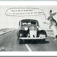 EXAGGERATED RABBIT CAR SAFETY SERIES VINTAGE POSTCARD