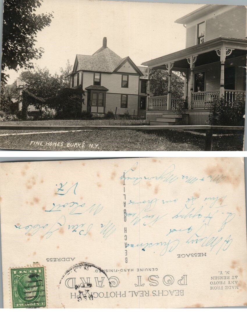 FINE HOMES BURKE N.Y. ANTIQUE RPPC REAL PHOTO POSTCARD