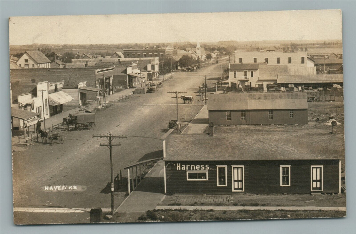 HAVEN KS STREET SCEEN ANTIQUE REAL PHOTO POSTCARD RPPC