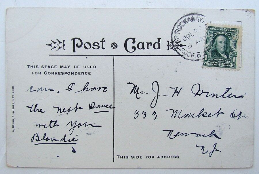 VINTAGE POSTCARD - STEAMER LANDING AT SEASIDE ROCKAWAY BEACH NY