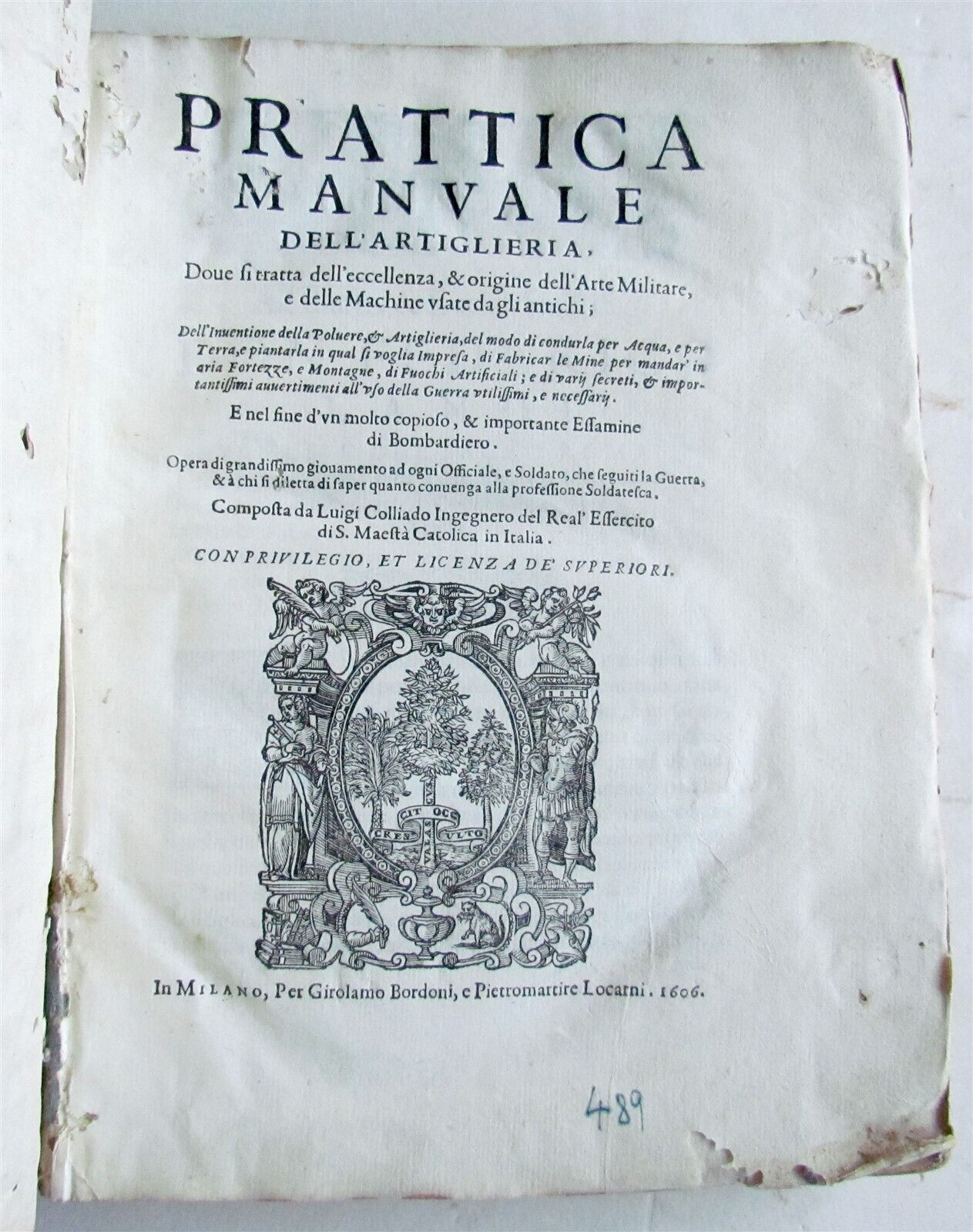 1606 ARTILLERY PRACTICE ILLUSTRATED antique PRATTICA MANUALE DELL' ARTIGLIERIA