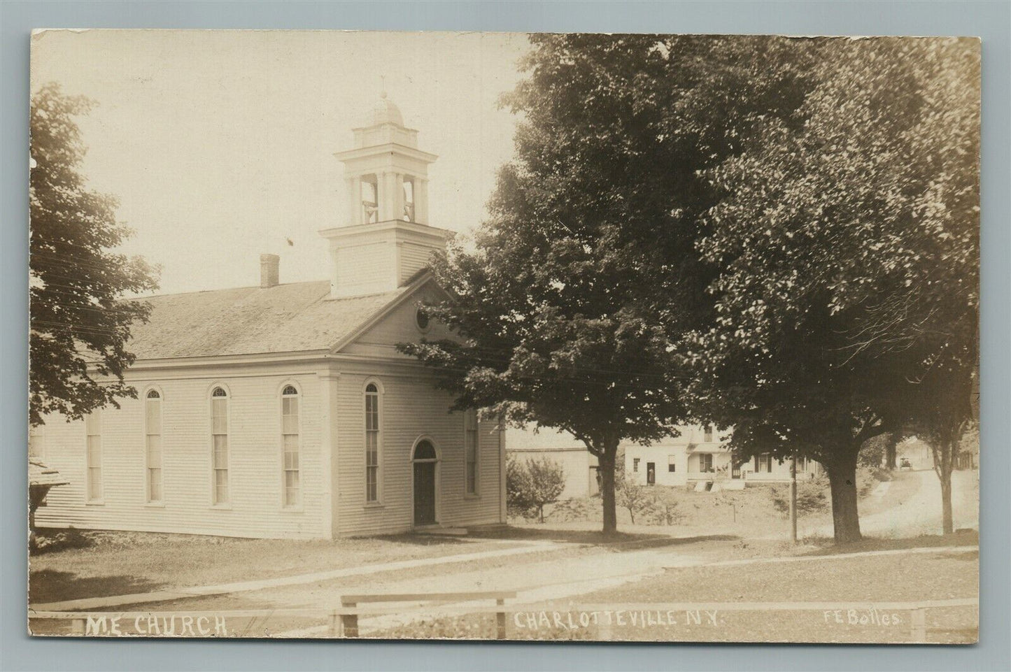 CHARLOTTEVILLE NY M.E. CHURCH ANTIQUE REAL PHOTO POSTCARD RPPC