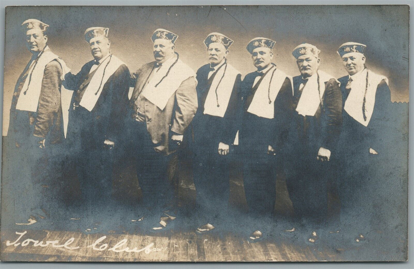 FRATERNAL GROUP OF MAN ANTIQUE REAL PHOTO POSTCARD RPPC