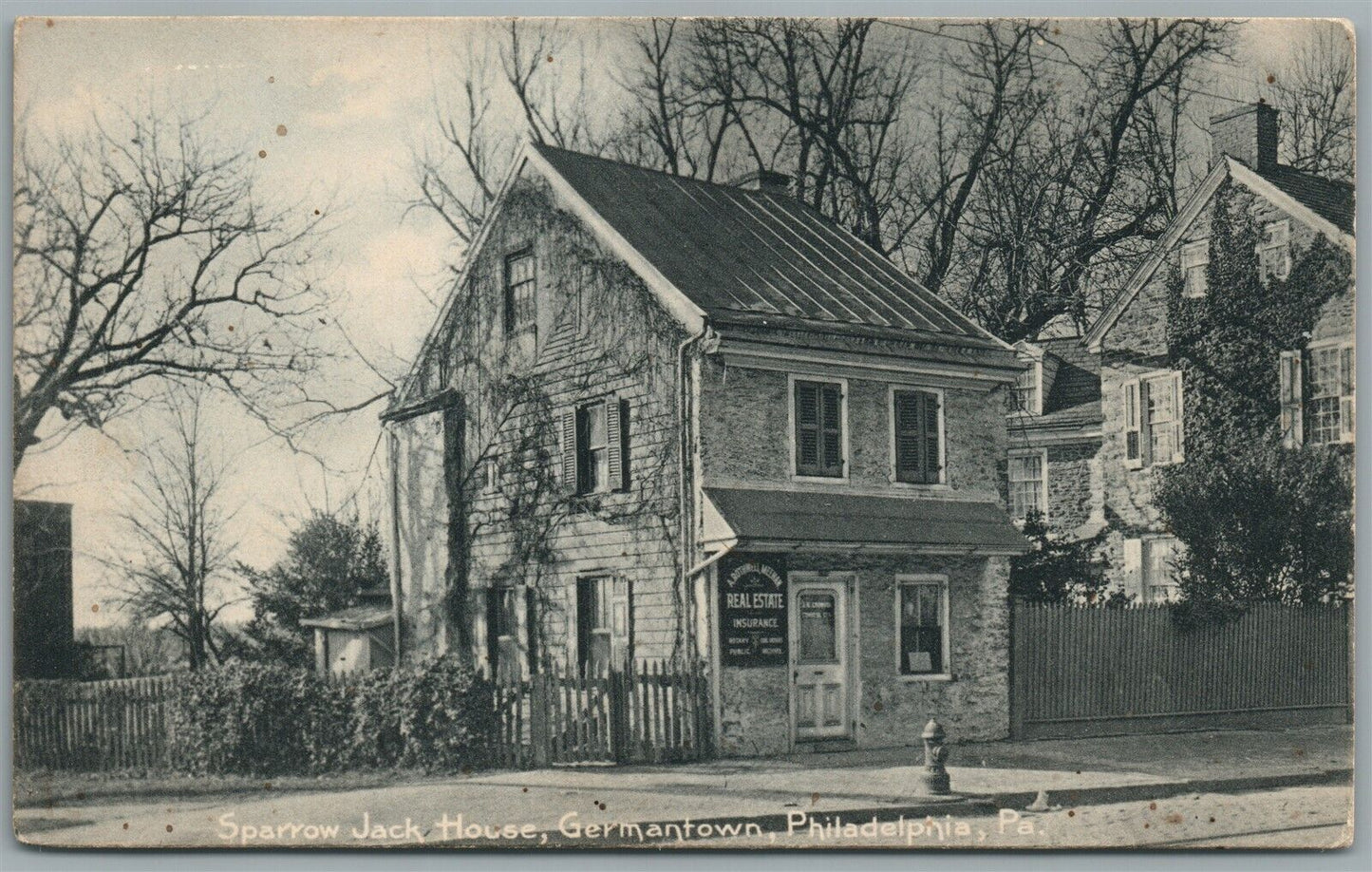 PHILADELPHIA PA GERMANTOWN SPARROW JACK HOUSE ANTIQUE POSTCARD