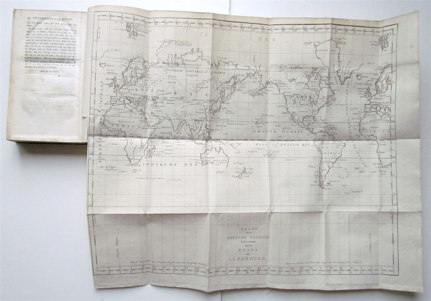 1799 LA PEROUSE VOYAGE antique RARE w/ MAP in DUTCH