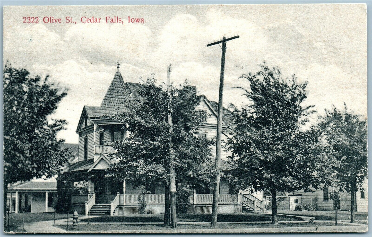 CEDAR FALLS IA 2322 OLIVE STREET ANTIQUE POSTCARD