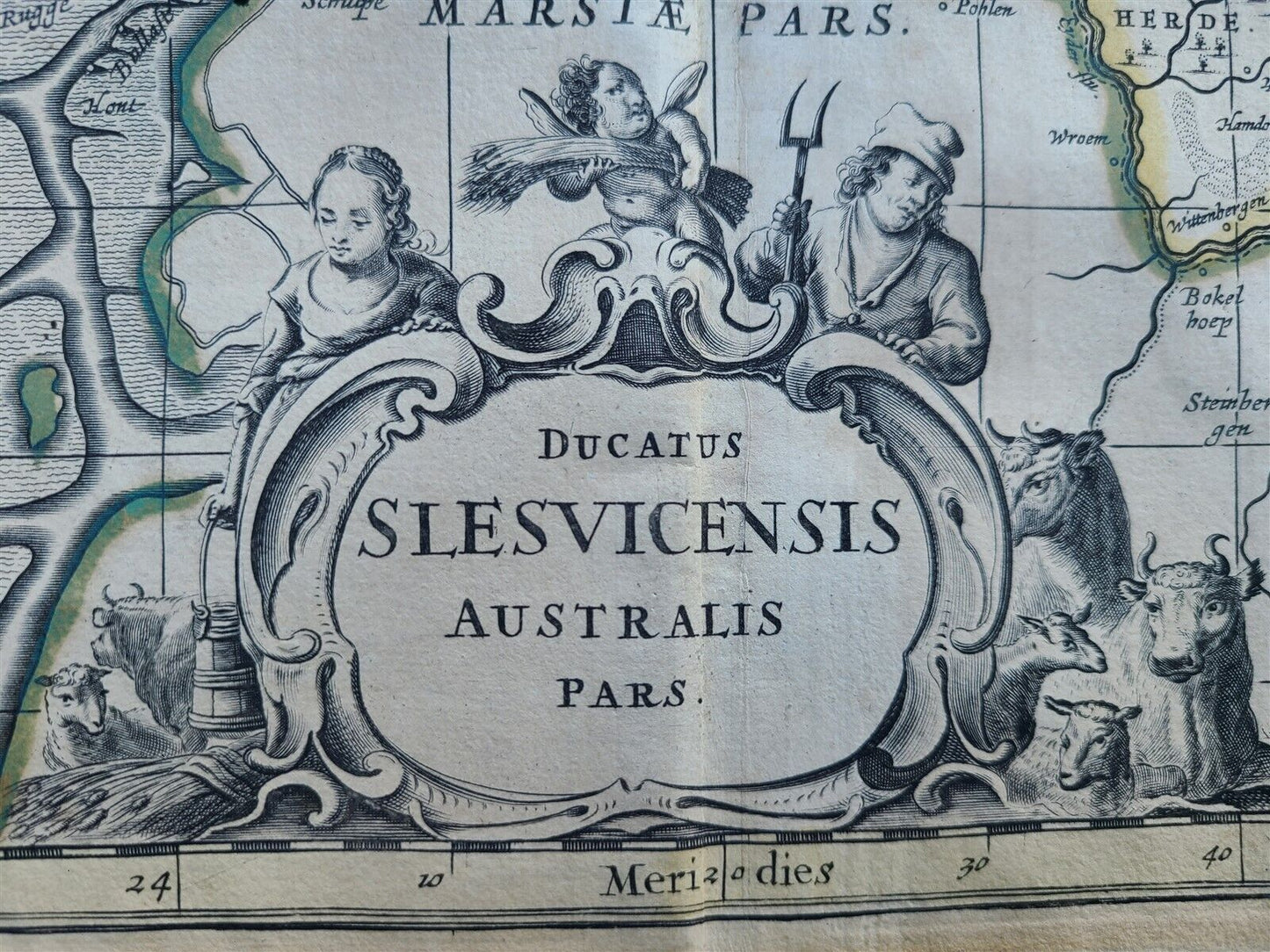 1680 MAP of GERMANY DUCATUS SLESVICENSIS AUSTRALIS PARS antique 20 x 24"