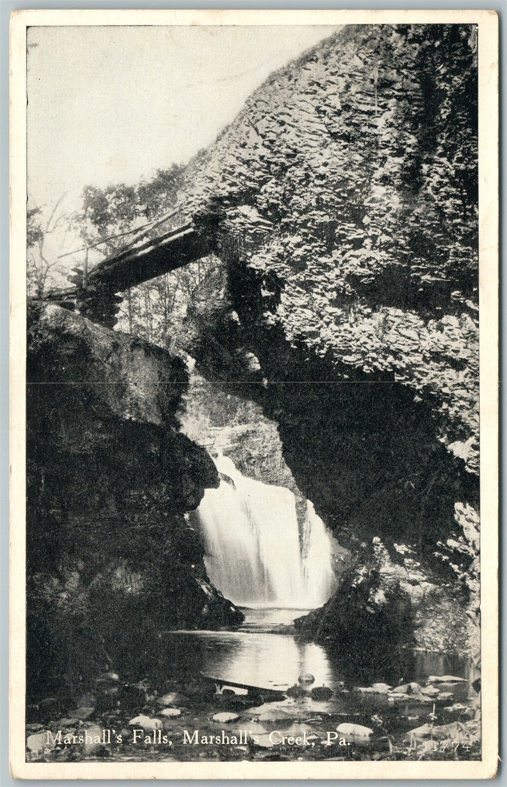 MARSHALL'S CREEK & FALLS PA ANTIQUE POSTCARD