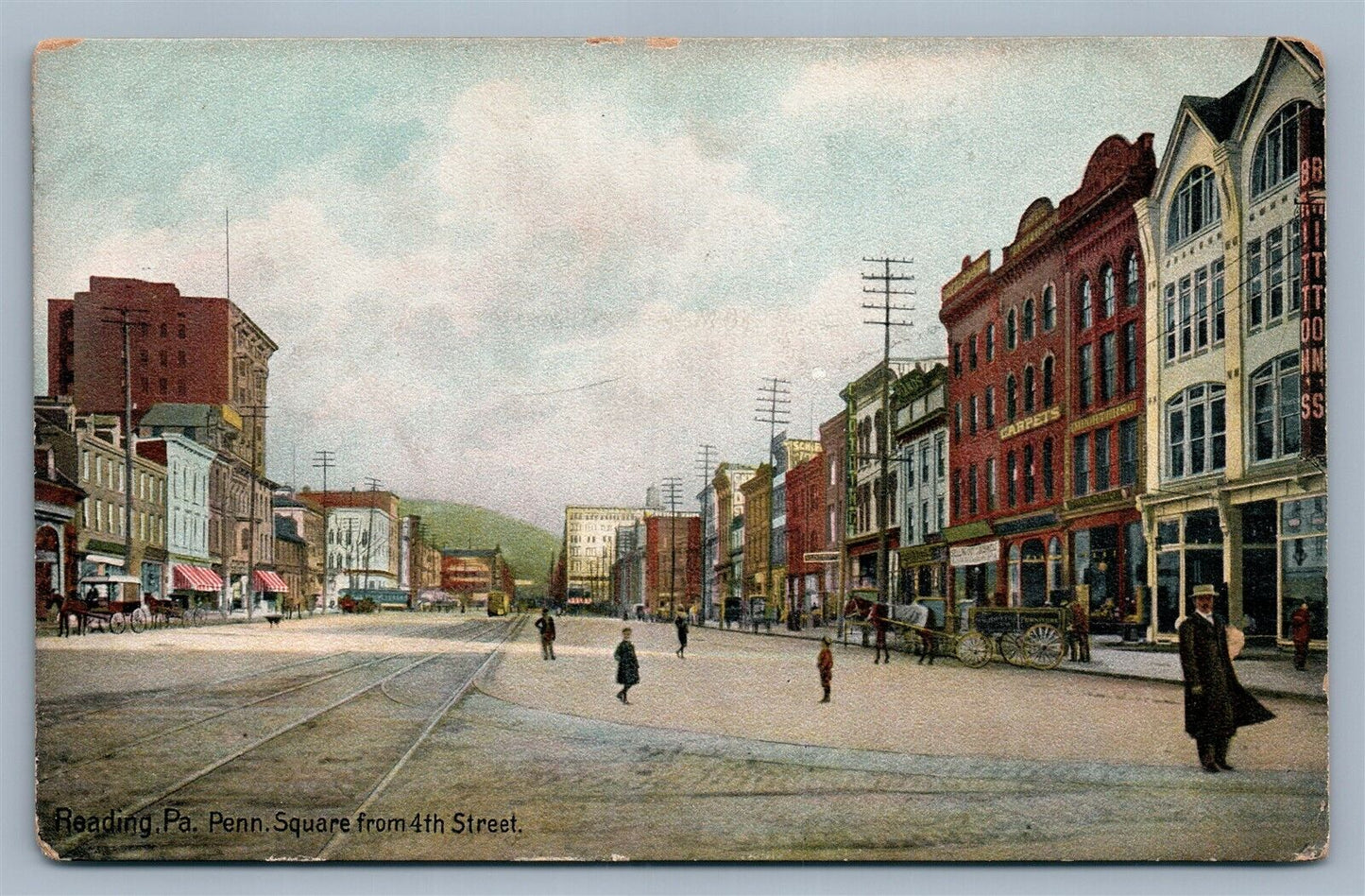 READING PA PENN SQUARE ANTIQUE POSTCARD
