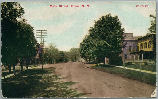 LIMA NY MAIN STREET ANTIQUE POSTCARD