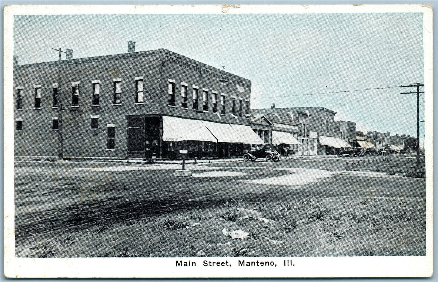 MANTENO ILL MAIN STREET ANTIQUE POSTCARD
