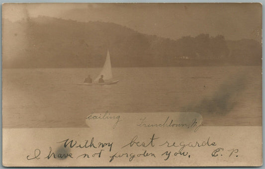 FRENCHTOWN NJ SAILING ANTIQUE REAL PHOTO POSTCARD RPPC