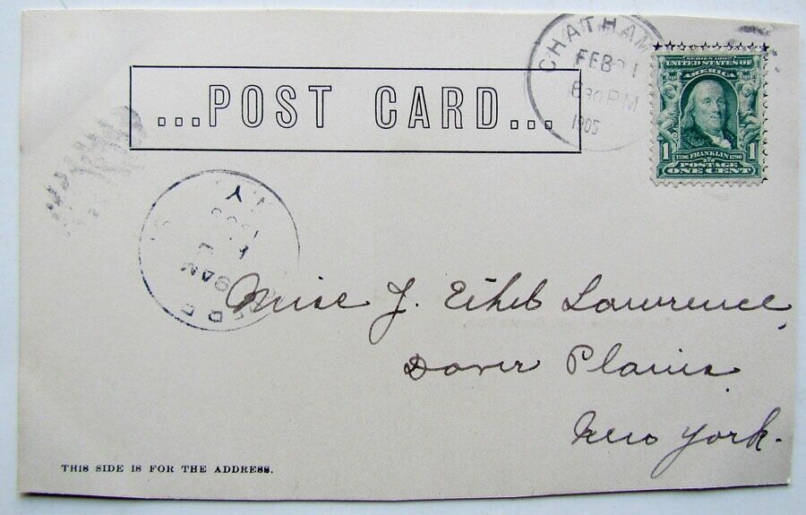 ANTIQUE 1905 UNDIVIDED POSTCARD RAILROAD STATION ELECTRIC PARK KINDERHOOK N.Y.