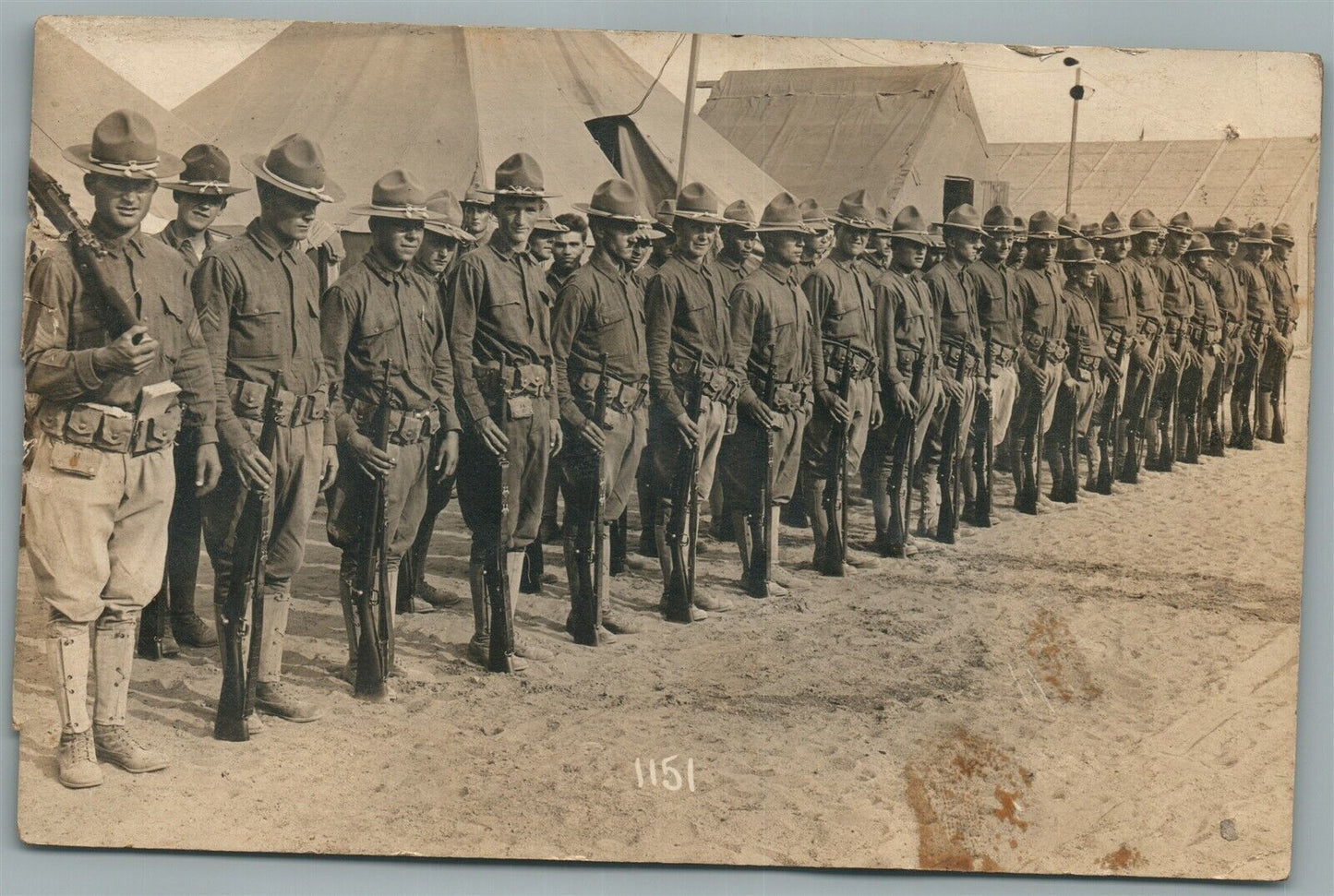 MEXICAN WAR ERA US SOLDIERS w/ RIFLES ANTIQUE REAL PHOTO POSTCARD RPPC