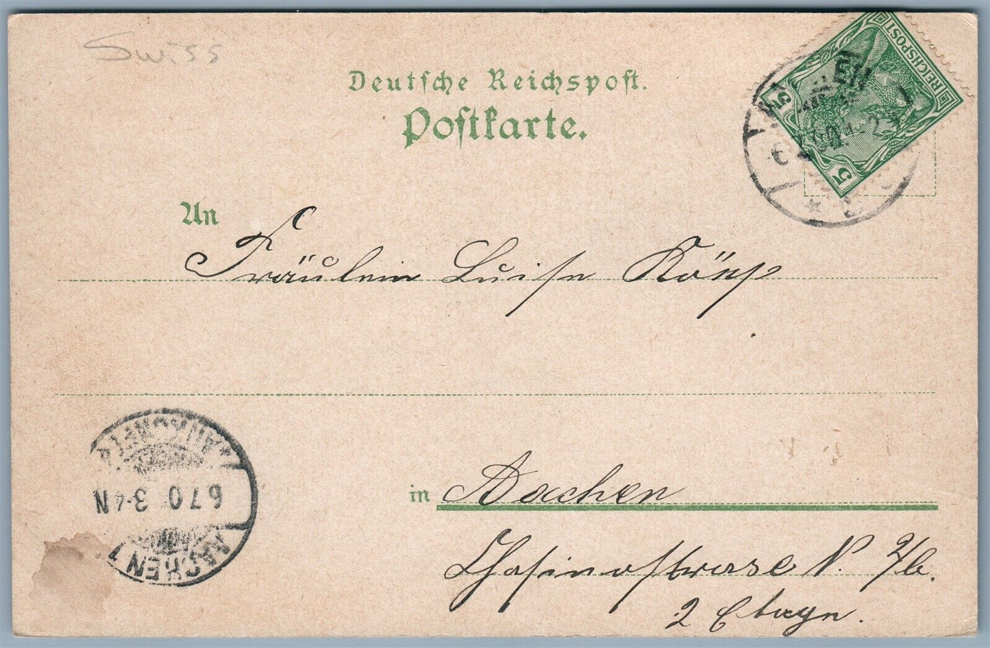 GRUSS AUS BASEL SWITZERLAND UNDIVIDED ARTISTIC ANTIQUE POSTCARD w/ STAMP