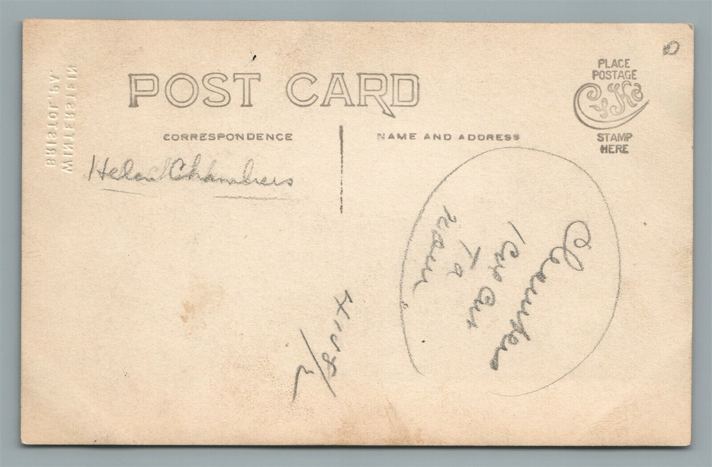 BRISTOL PA COLLEGE GRADUATE ANTIQUE REAL PHOTO POSTCARD RPPC