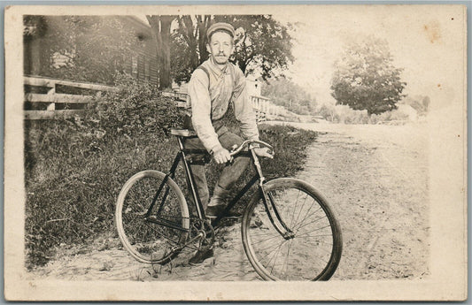 BICYCLE MAN ANTIQUE REAL PHOTO POSTCARD RPPC