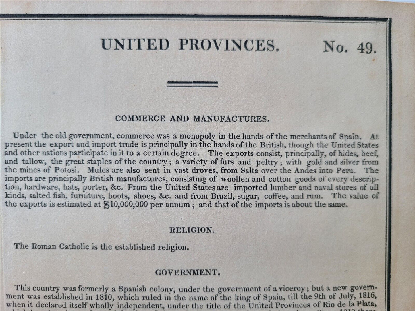 1822 MAP of UNITED PROVINCES of SOUTH AMERICA GEOGRAPHICAL HISTORICAL antique