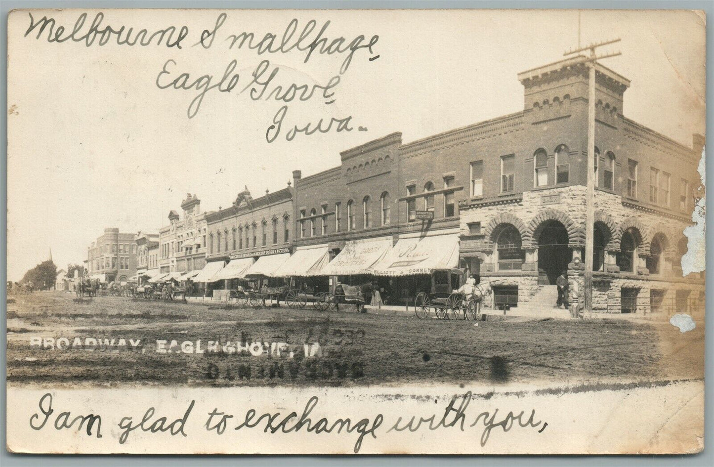 EAGLEGROVE IA BROADWAY ANTIQUE REAL PHOTO POSTCARD RPPC