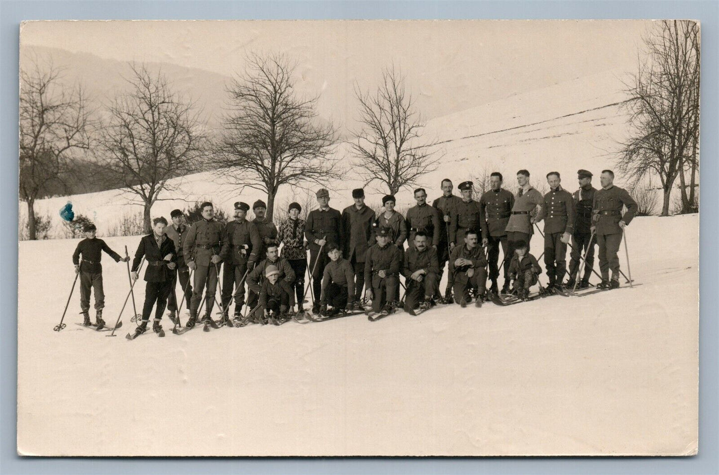 ESTONIA SKIERS MILITARY UNIFORMS ANTIQUE REAL PHOTO POSTCARD RPPC