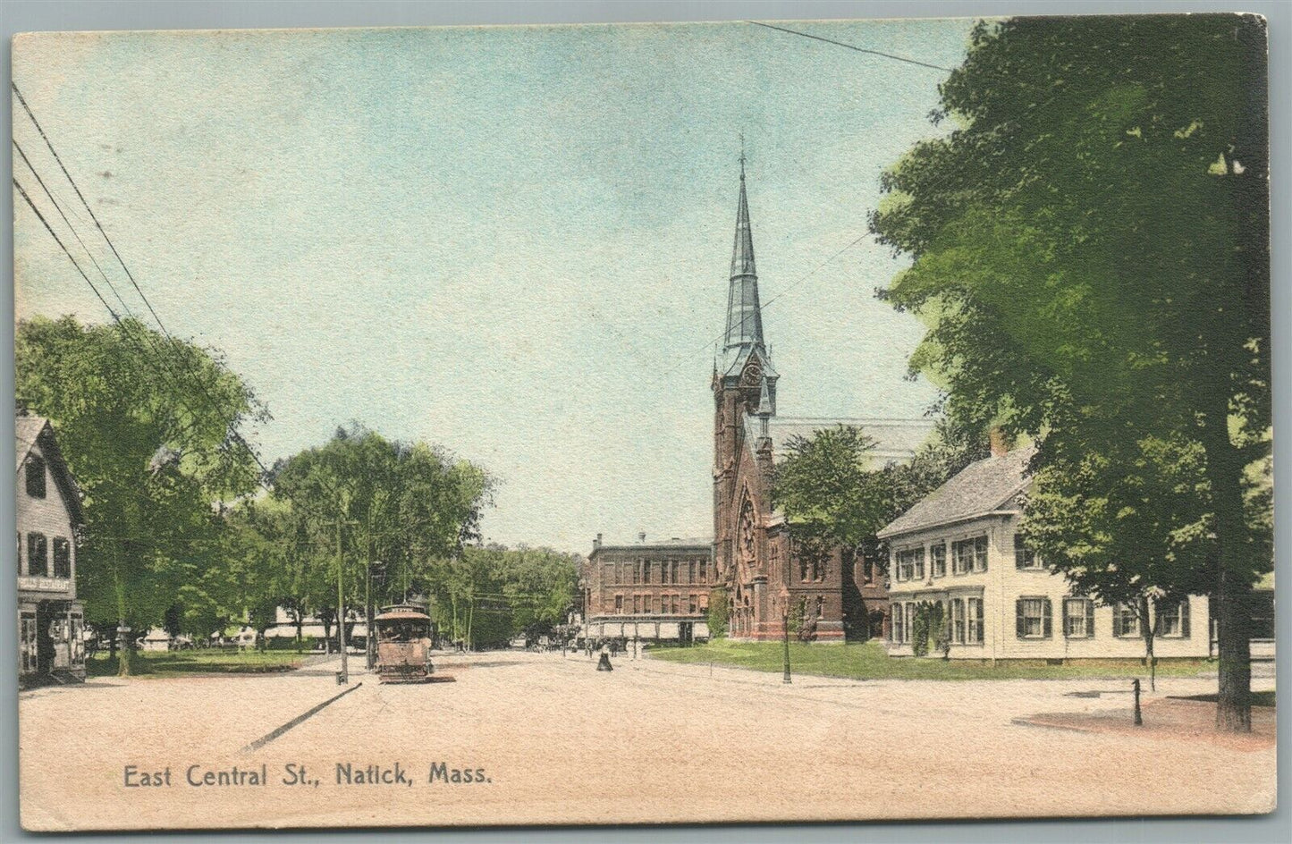 NATICK MA EAST CENTRAL ST. ANTIQUE POSTCARD