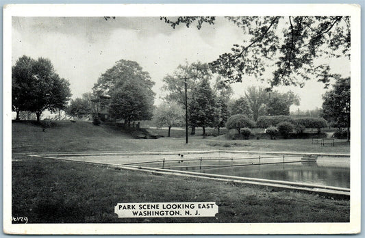 WASHINGTON NJ PARK SCENE VINTAGE POSTCARD