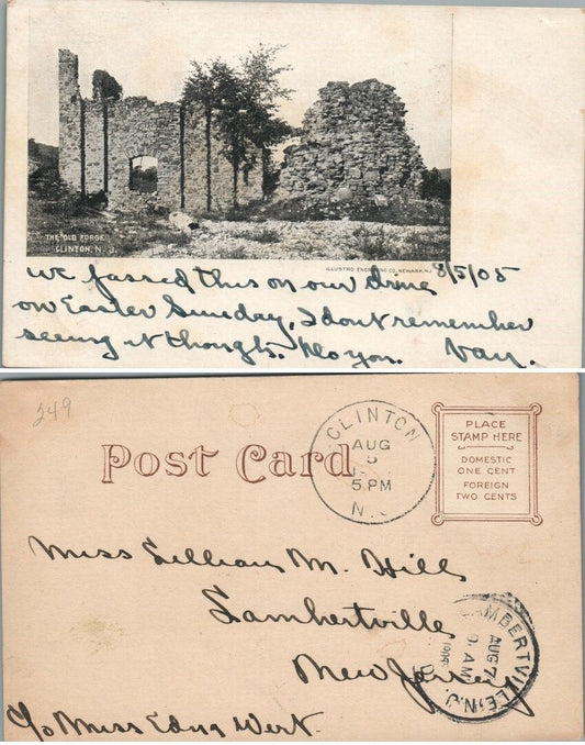 ANTIQUE UNDIVIDED POSTCARD THE OLD FORGE CLINTON N.J.