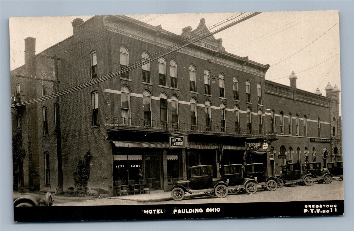 PAULDING OH HOTEL BARNES & FITZGERALD ANTIQUE REAL PHOTO POSTCARD RPPC