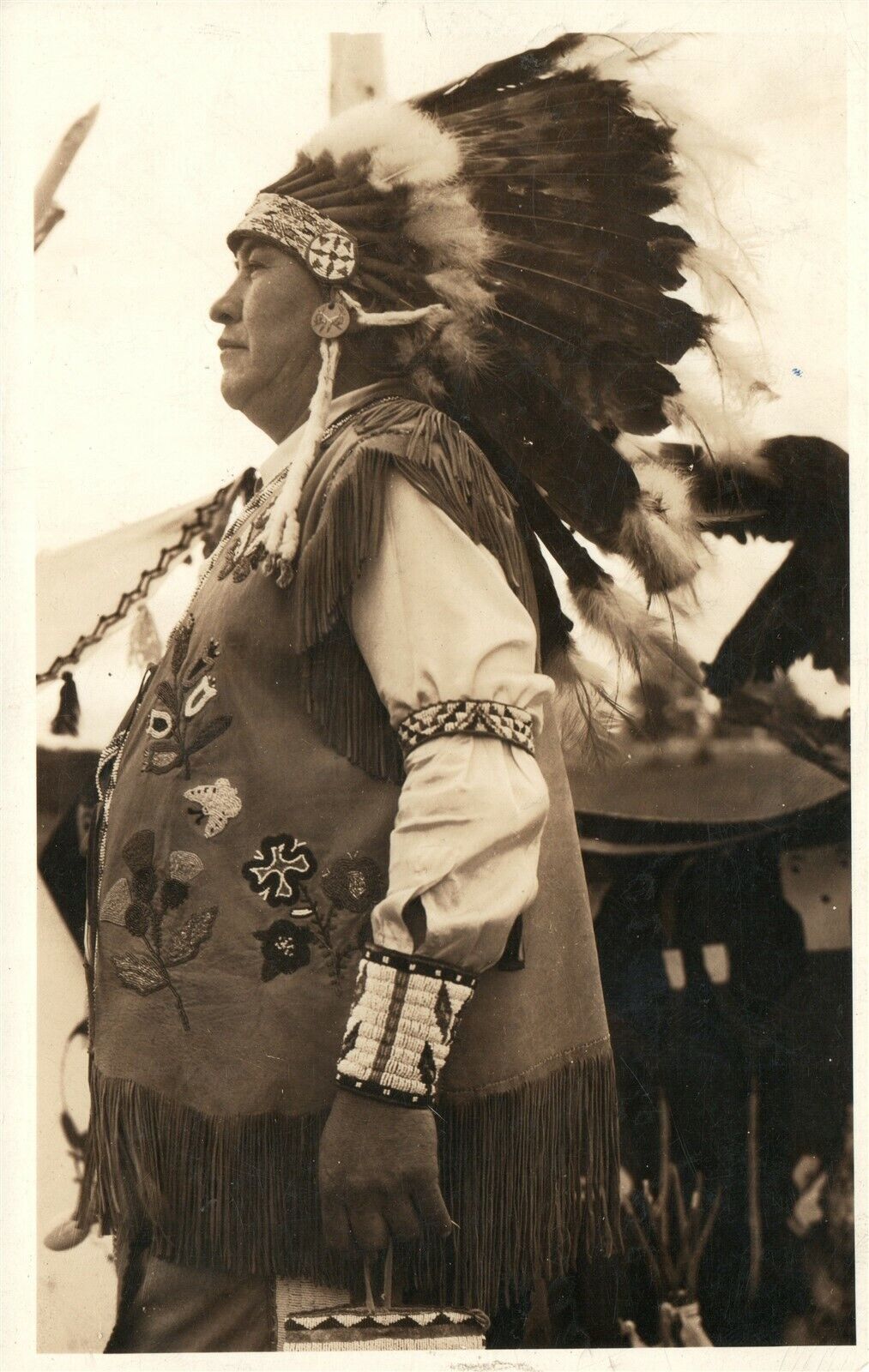 AMERICAN INDIAN CHIEF Ni-Ji-Ya-Pe-Kate-Pi VINTAGE PHOTO POSTCARD RPPC