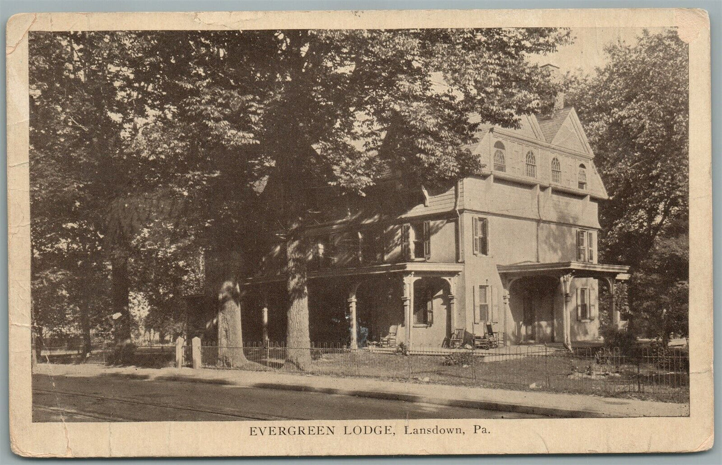 LANSDOWN PA EVERGREEN LODGE ANTIQUE POSTCARD