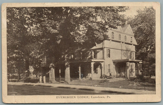 LANSDOWN PA EVERGREEN LODGE ANTIQUE POSTCARD