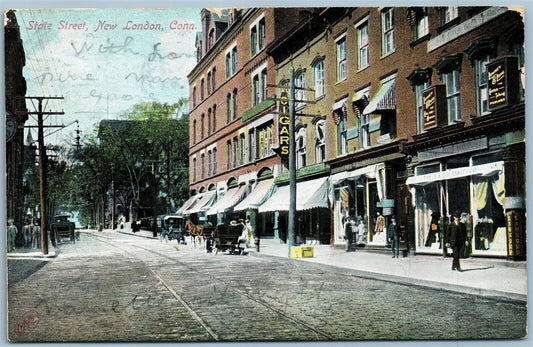 NEW LONDON CT STATE STREET ANTIQUE POSTCARD